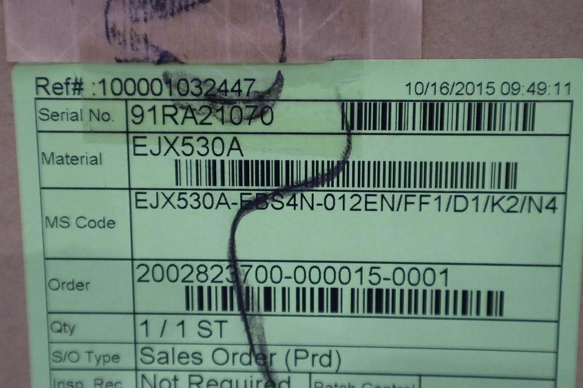 Used NEW YOKOGAWA EJX530A-EBS4N-012EN/FF1/D1/K2/N4 PRESSURE TRANSMITTER STOCK G100