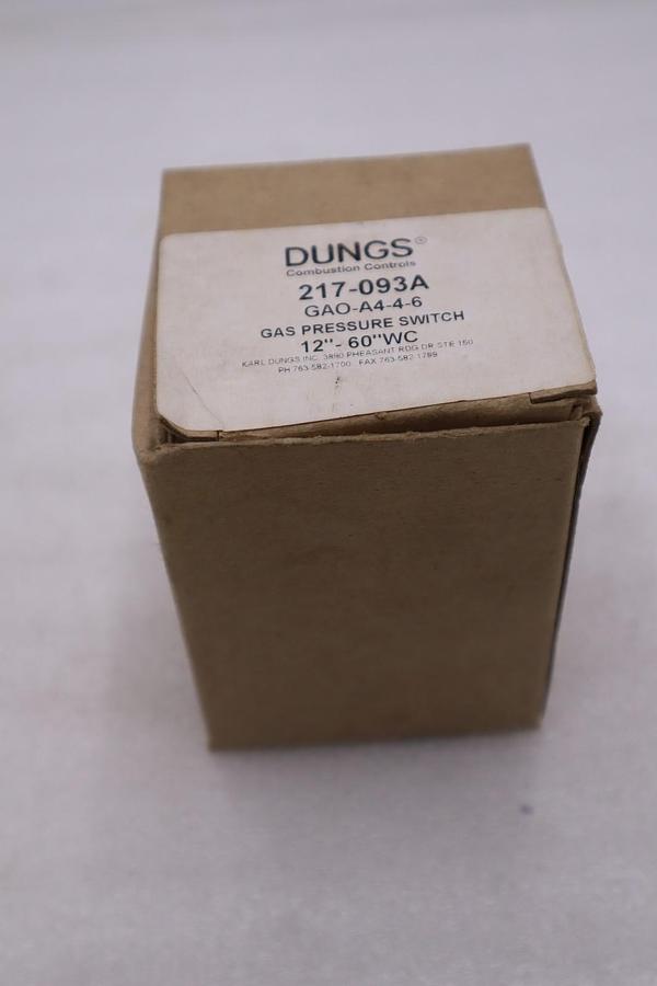 DUNGS 217-093A GAO-A4-4-6 COMBUSTION CONTROLS GAS PRESSURE SWITCH STK H563A