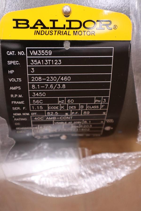 Used Baldor VM3559 AC Motor 208-230/460v-ac 3450rpm 3hp NEW IN BOX STOCK HP-184