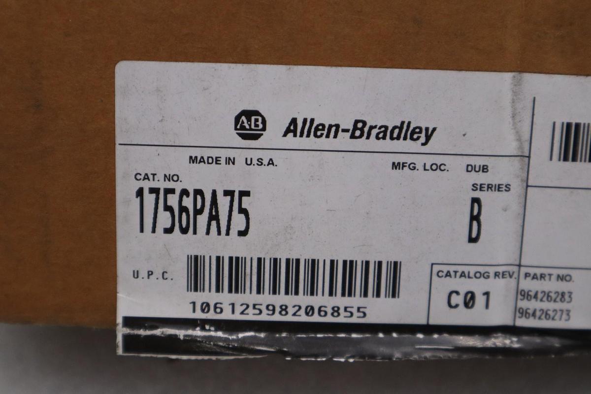 Used Allen-Bradley 1756-PA75 SER B PLC ControlLogix AC Power Supply AB 1756PA75 New