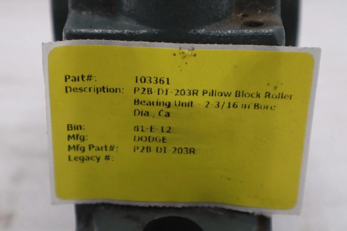 Dodge 023339 P2B-DI-203R Double Interlock Pillow Block Bearing Unit STOCK CC-60