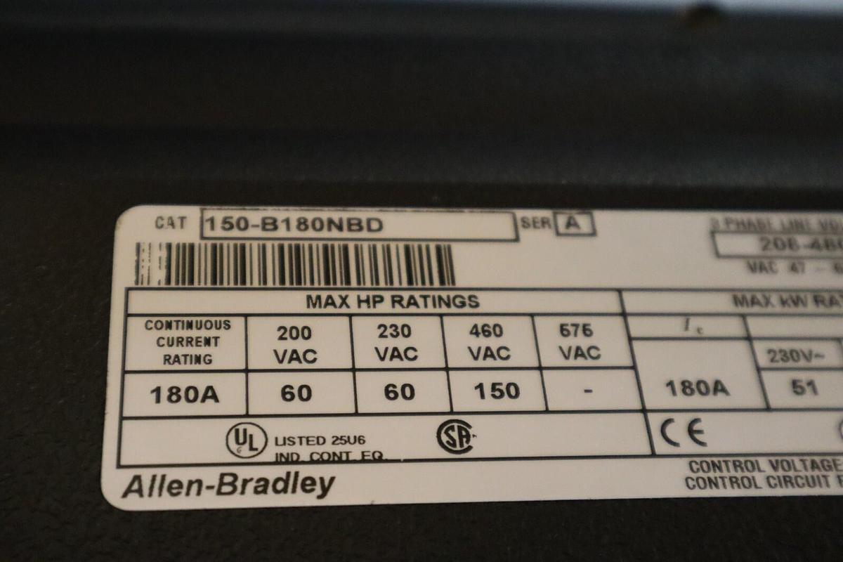 Used ALLEN BRADLEY 150-B180NBD SMART MOTOR CONTROLLER - SURPLUS NEVER USED STK HS24