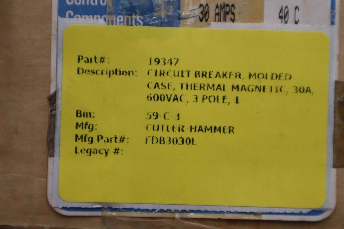 Used Cutler Hammer FDB3030L Molded Case Circuit Breaker C Series STOCK 1409CC