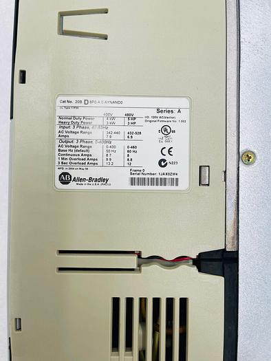 Used ALLEN BRADLEY 20BD8P0A0AYNAND0 POWERFLEX 700 5HP SER A #K-1674