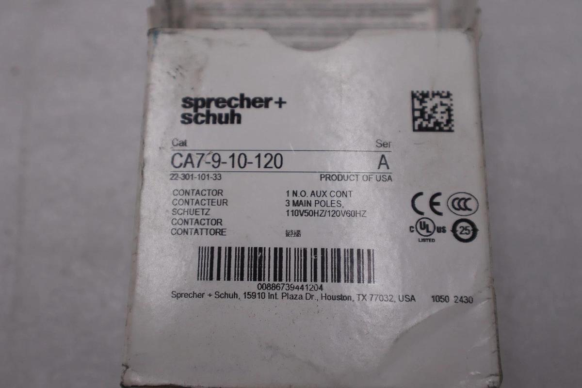 NEW OPEN BOX Sprecher & Schuh CA7-9-10 Contactor SERIES A STK K3263CC