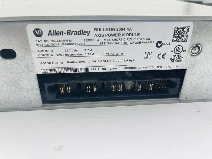 Used Allen Bradley Kinetix 6500 Safe Speed 2094-EN02D-M01-S1 with 2094-BMP5-M #K-716