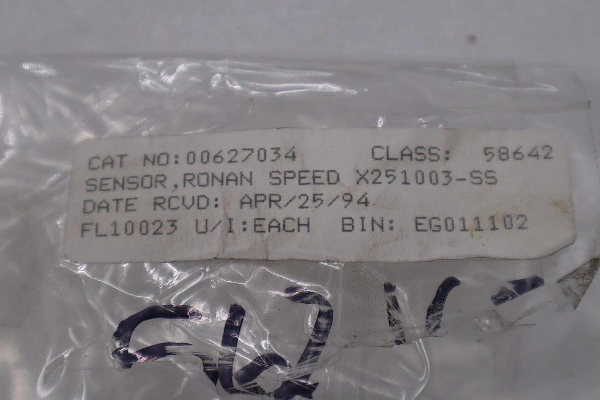 Ronan X25-1003SS-1 Detector - SURPLUS NEVER USED- STOCK H1030A