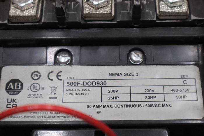 Used NIB Allen Bradley Size 3 Stater 480V Coil 509-DOB STOCK 5543