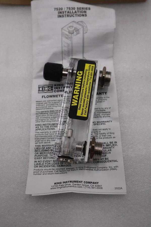 NEW OPEN BOX KING INSTRUMENT 75303122C13 Acrylic Tube Flow Meter STK GF731