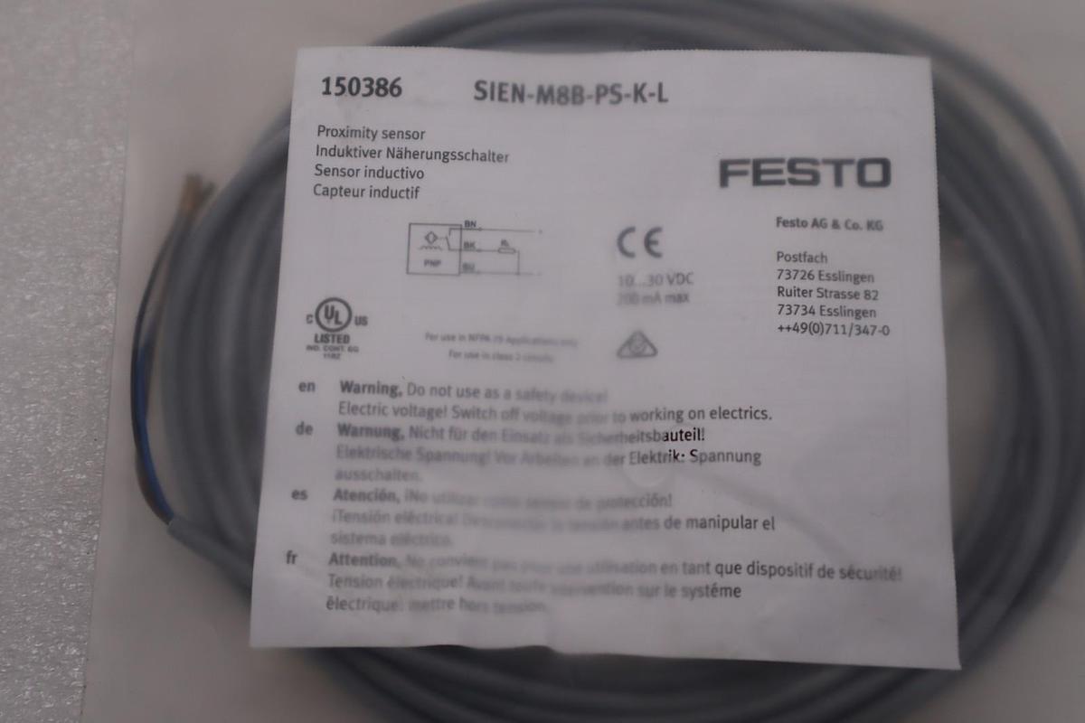 NEW Festo SIEN-M8B-PS-K-L Proximity Sensor Switch STOCK H958A