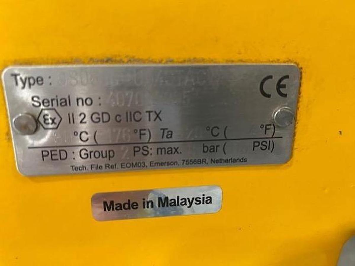 Used EMERSON FIELDQ TYPE OSO6OOO-004STACW ACTUATOR WITH 3" BALL VALVE