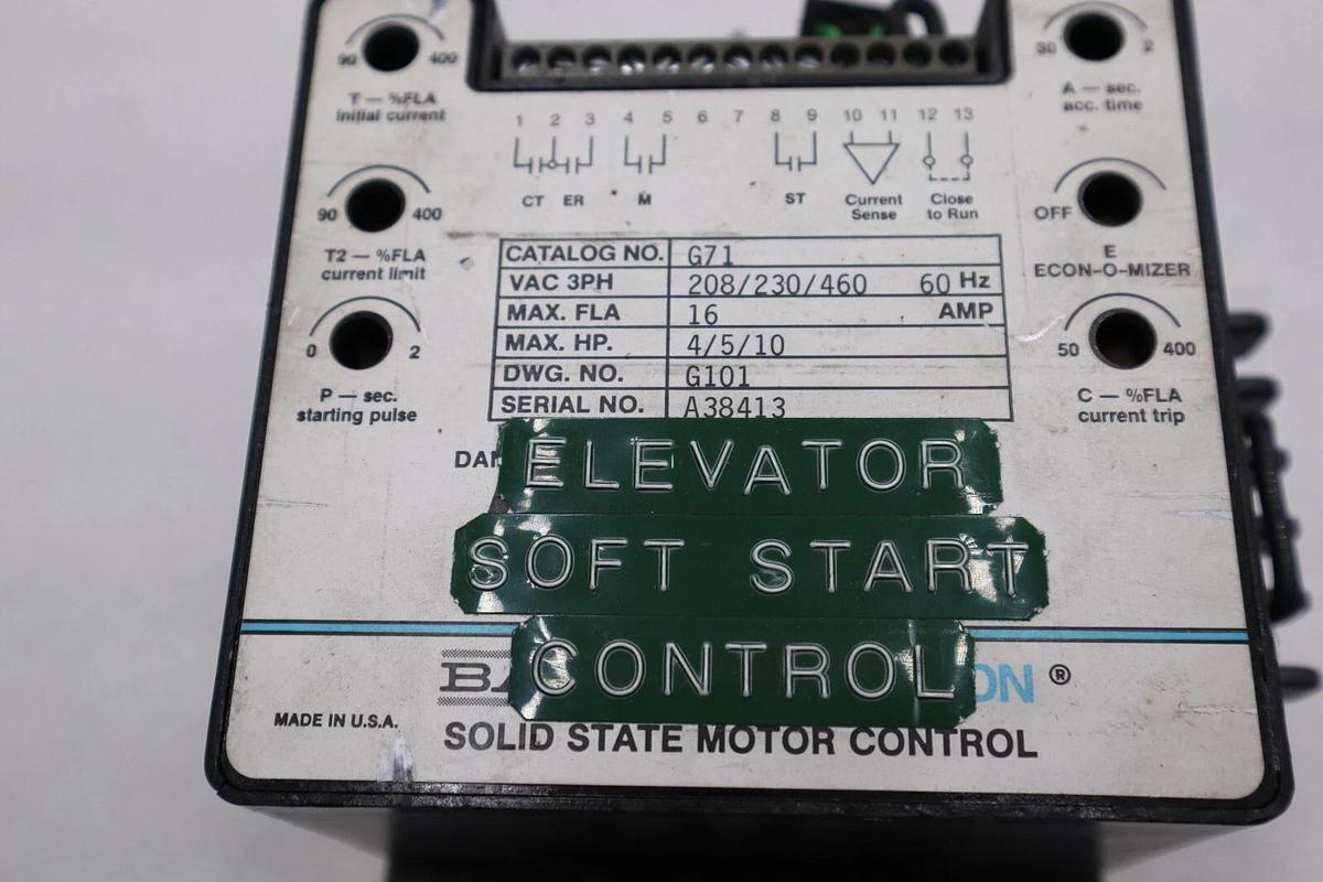 Used BALDOR / LECTRON G71 208/230/460 60Hz 16A SOLID STATE MOTOR CONTROL STOCK 2061