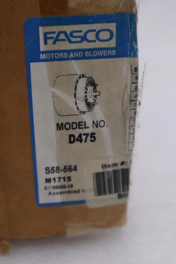 FASCO D475 Motor 1/15 HP 1550 rpm 460V NEW WITH BOX STOCK B-1564