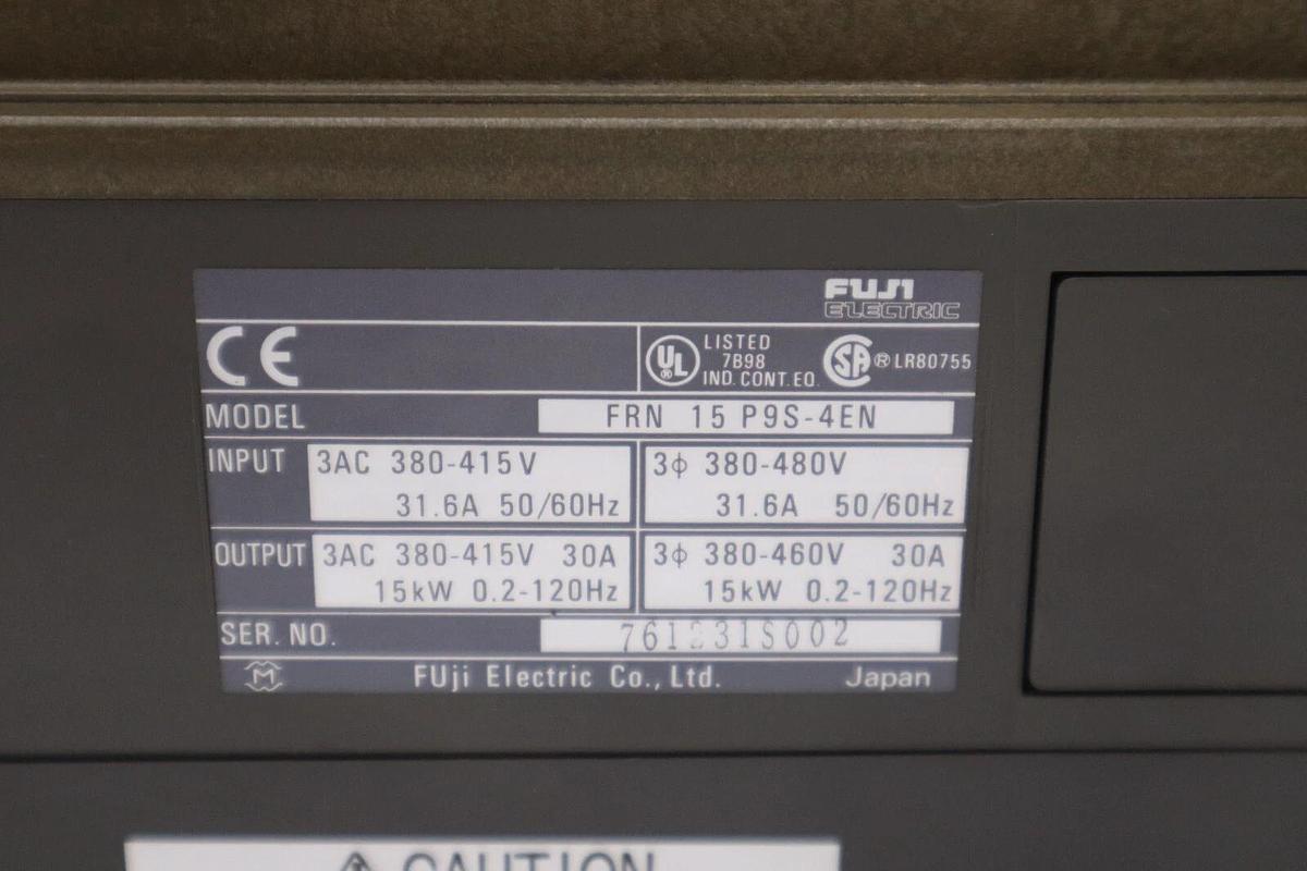 Used FUJI ELECTRIC FRN 15 P9S-4EN SER 761331S002 3AC 380-415V STOCK 2526A
