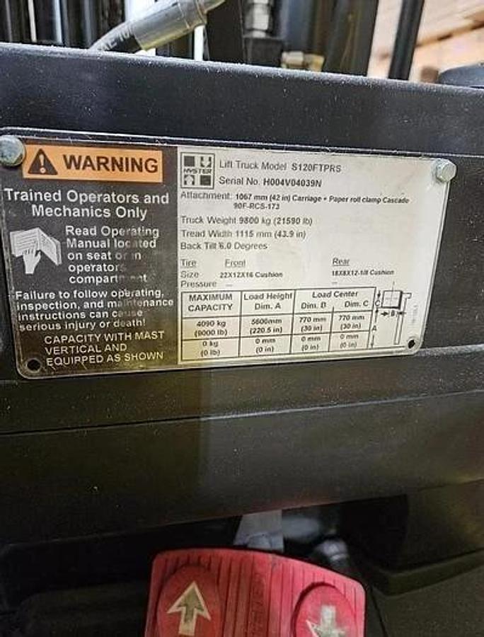 Used 12,000 POUND CAPACITY HYSTER FORKLIFT S120FTPRS 1671 HOURS 4-WAY VALVE 3-STAGE