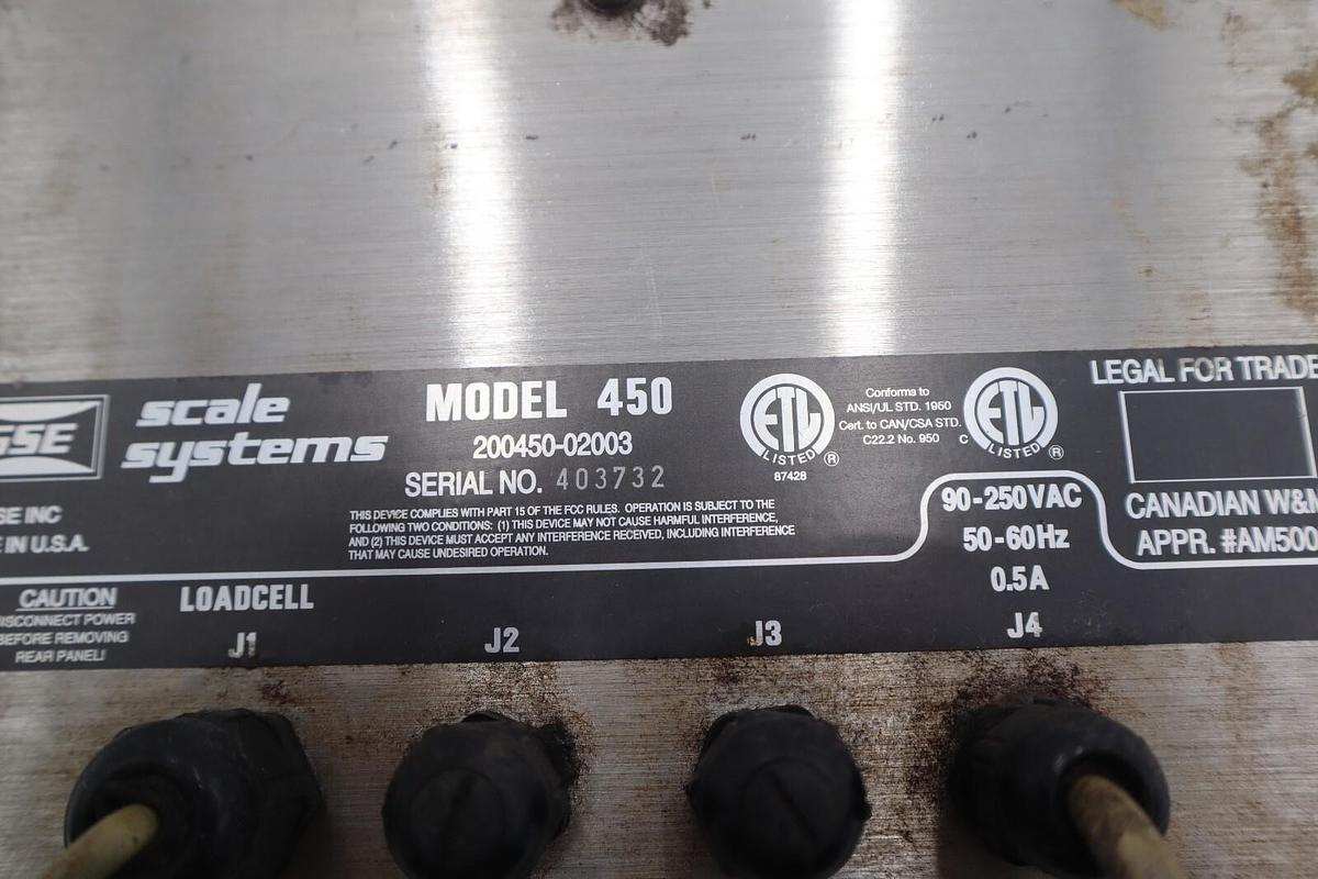 Used GSE 200450-02003 SCALE SYSTEMS SCREEN MDL 450 #4336