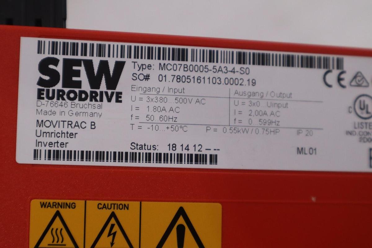 Used SEW Eurodrive MC07B0015-5A3-4-S0 MOVITRAC B STOCK H-790C