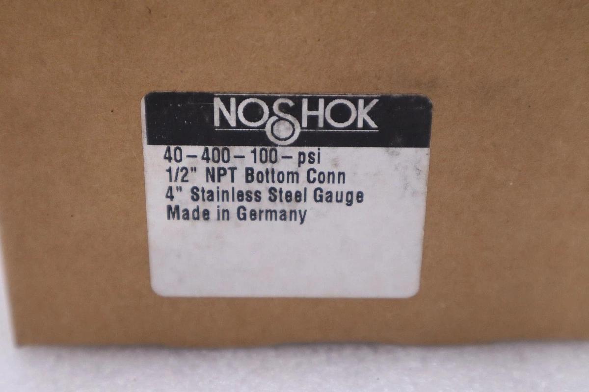 Used NEW OPEN BOX 4" NOSHOK 40-400-100-psi Pressure Gauge 1/2" Bottom Connection H804