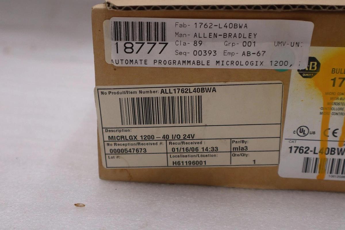 Used Allen-Bradley 1762-L40BWA /C MicroLogix 1200 40 Point Controller - NEW - GF972