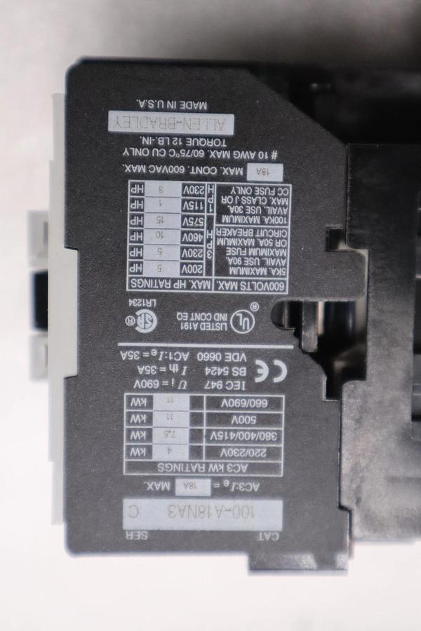 NEW ALLEN BRADLEY 100-A18NA3 SERIES C CONTACTOR STOCK K2085CC