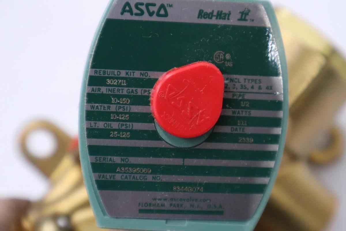 Used ASCO 1/2" 8344G074 120/60 110/50 Solenoid Valve - NEW IN BOX - STOCK GF-92