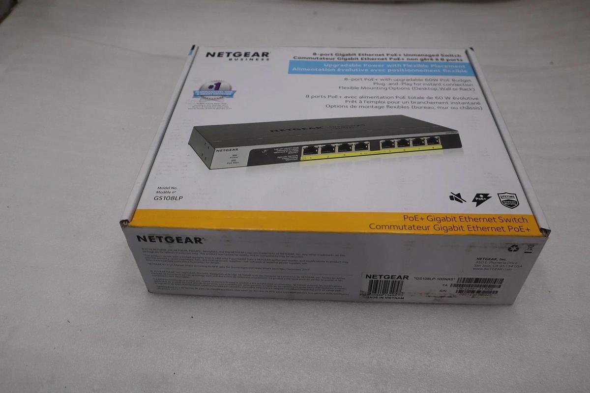 Used NEW Netgear BUISNESS GS108LP-100NAS 8 port gigabit ethernet STK GF209 606449134957