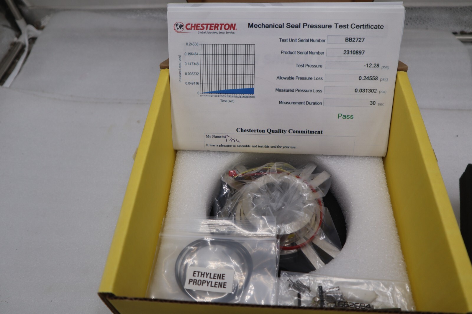 Chesterton Single Cartridge Stationary Seal 155 SHAFT/SEAL SIZE 1.875 SS NEW