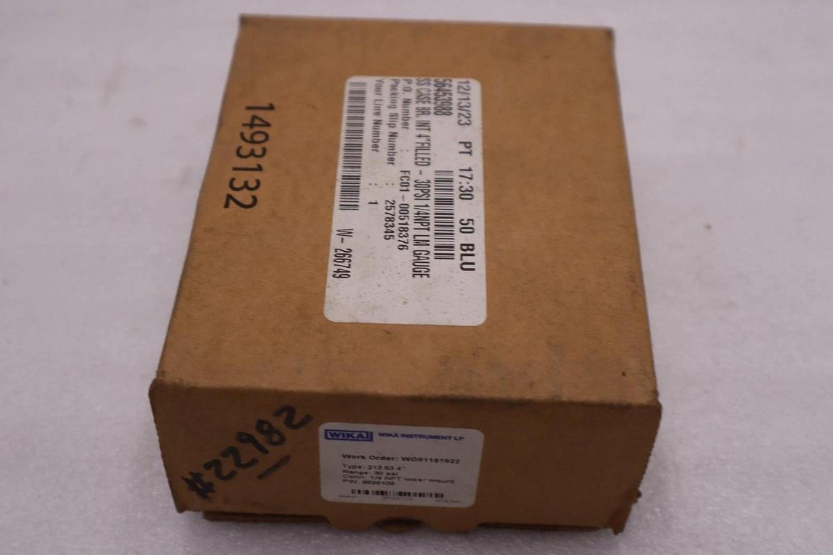 Used New Wika Type 213.53 4" Gauge 30psi 1/4" NPT LM 9699109 - STOCK GF599A