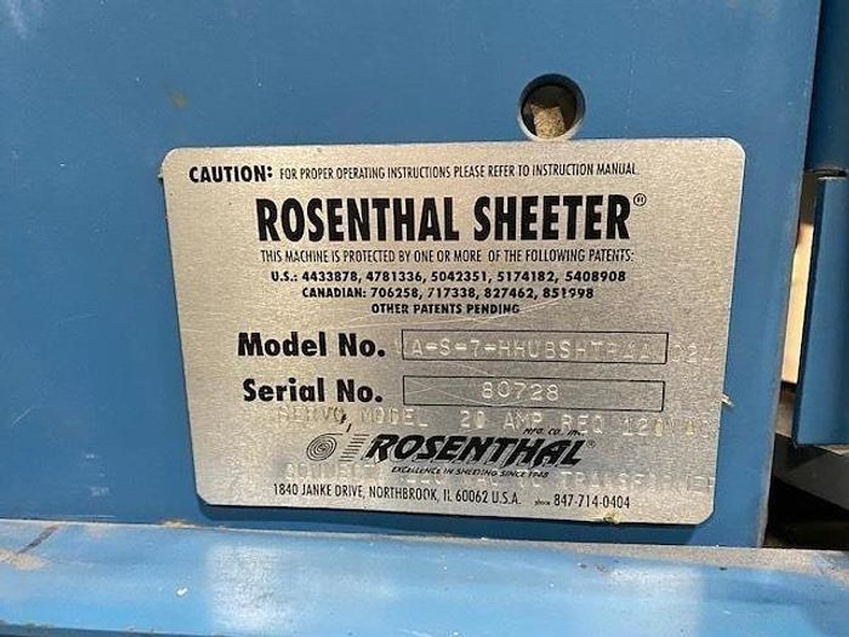 Used 84" ROSENTHAL SHEETER HEAVY DUTY WITH SHEAR SLITTING Model: WA-S-7_HHUBSHTRAAA02