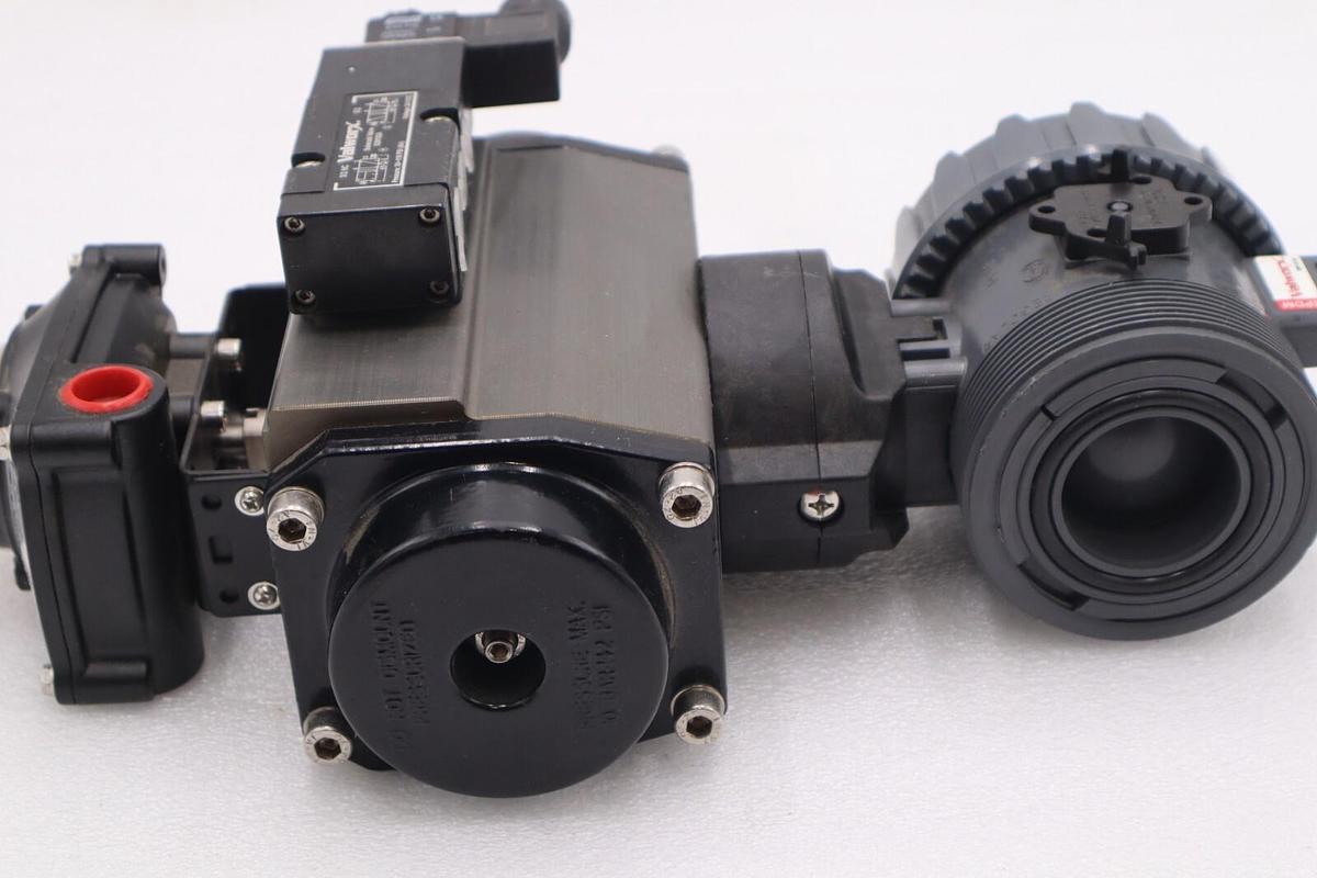 Used VALWORX 530185 AP085 PNEUMATIC ACTUATOR W/ 529102A SOLENOID 529910A VALVE #010-A