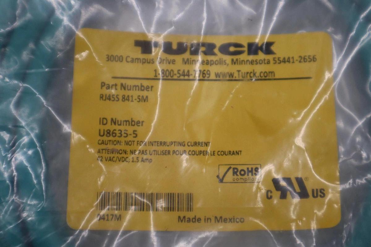 Used NEW Turck RSS RJ45S 841-5M Ethernet Cordset 5m STOCK H334A