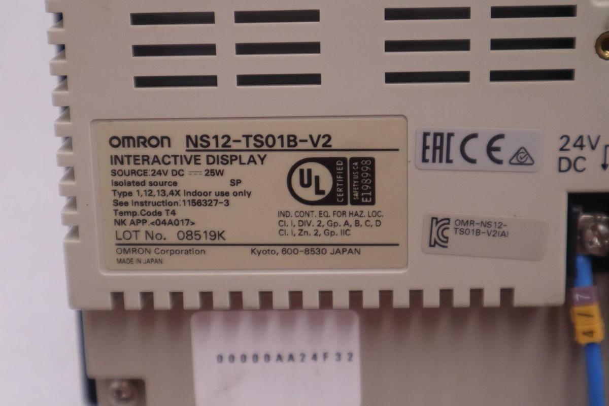 Used Omron NS12-TS01B-V2 12.1" Color Touchscreen HMI Ethernet - STOCK SGF259