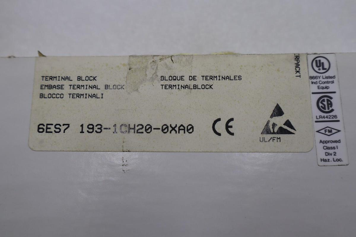 SIEMENS 6ES7 193-1CH20-0XA0 BLOCK TERMINAL MODULE STOCK 2015