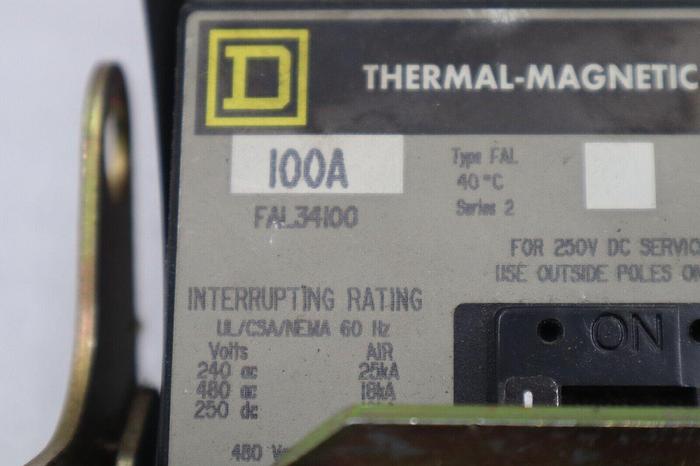Used SCHNEIDER ELECTRIC 9422CFA50 SQUARE D FAL34100 STOCK 2402A