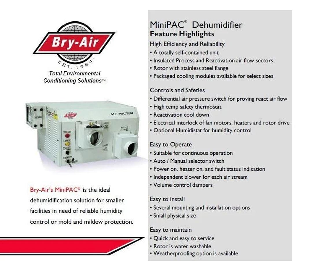 Used Bry-Air Industrial MiniPAC 175 MP-175 Desiccant Dehumidifier 230V NEW NO BOX