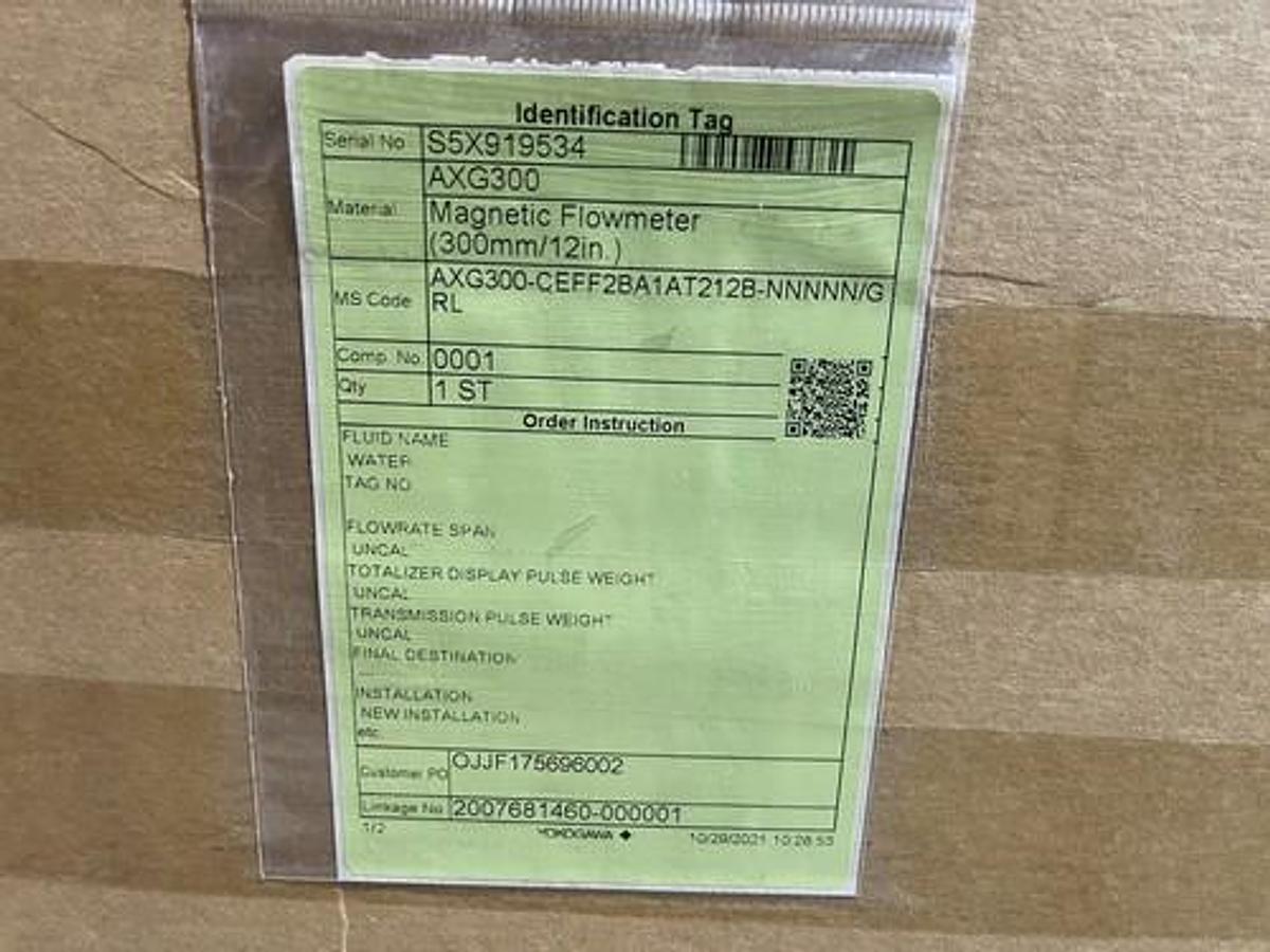 NEW 12” YOKOGAWA FLOWMETER AXG300 / axg300-ceff2ba1at212bnnnnn/grl Stock S-266