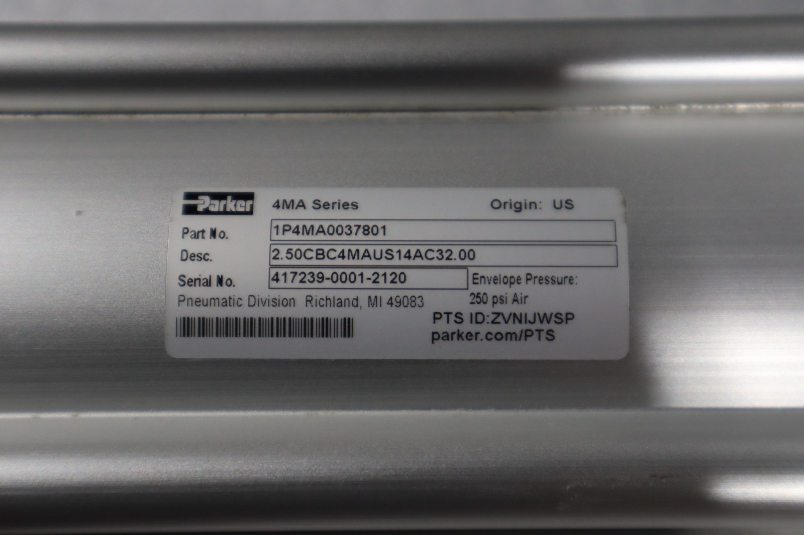 PARKER 1P4MA0037801 ROUND BODY PNEUMATIC CYLINDER STOCK H1894