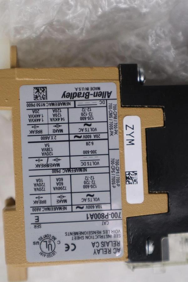 NEW OPEN BOX AB Allen-Bradley 700-P600A1 Drive AC Relay 600V Series A STK K3968C