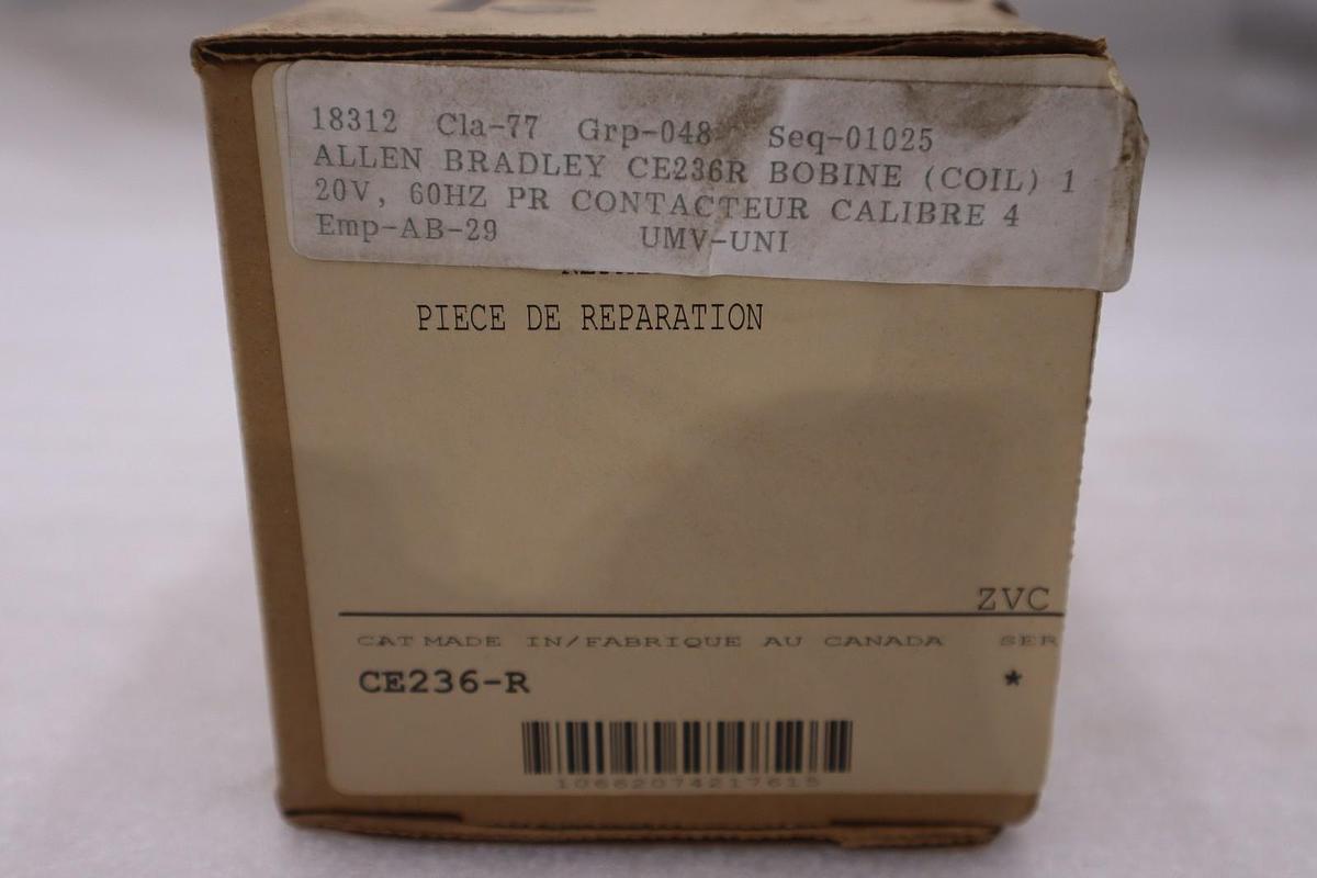 Used ALLEN BRADLEY CE236-R COIL STOCK #4012B
