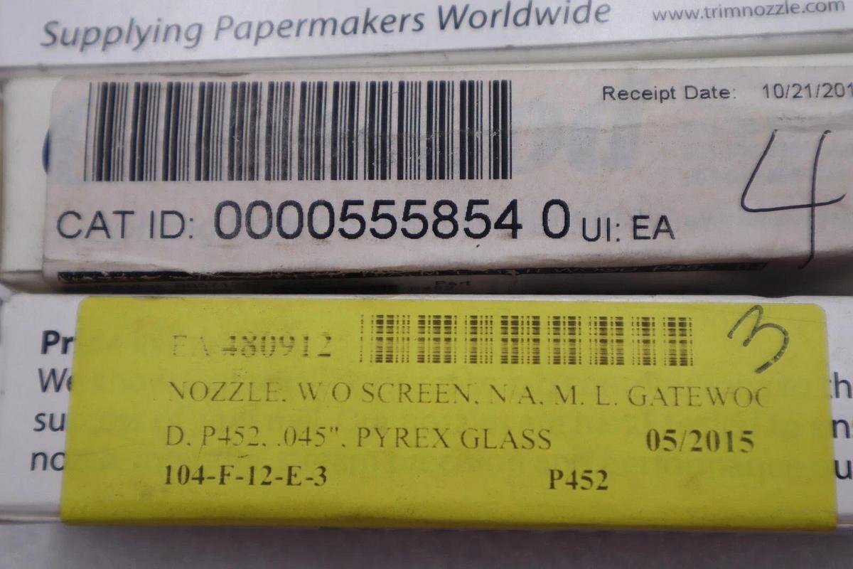 Gatewood Nozzle W/O Screen Pyrex Glass .045" 104-F-12-E3 New Open Box #K-2205