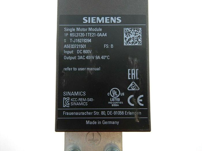 Used SIEMENS SINAMICS 6SL31201TE210AA4 SINGLE MOTOR MODULE STOCK 693
