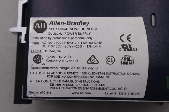 NEW ALLEN BRADLEY 1606-XLSDNET8 POWER SUPPLY1606XLSDNET8 STOCK K-137-A