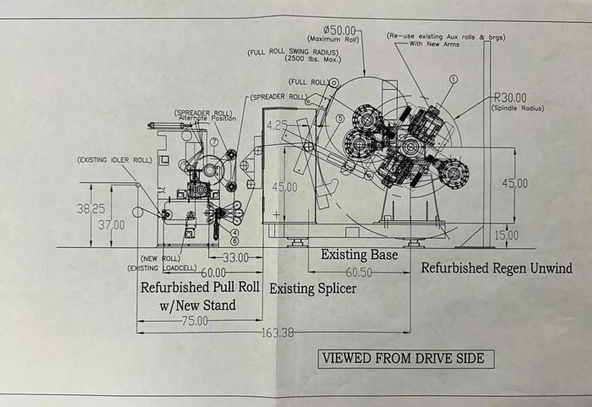 Used 65" EGAN TURRET UNWIND 50" DIAMETERS WITH FULL SPEED SPLICER