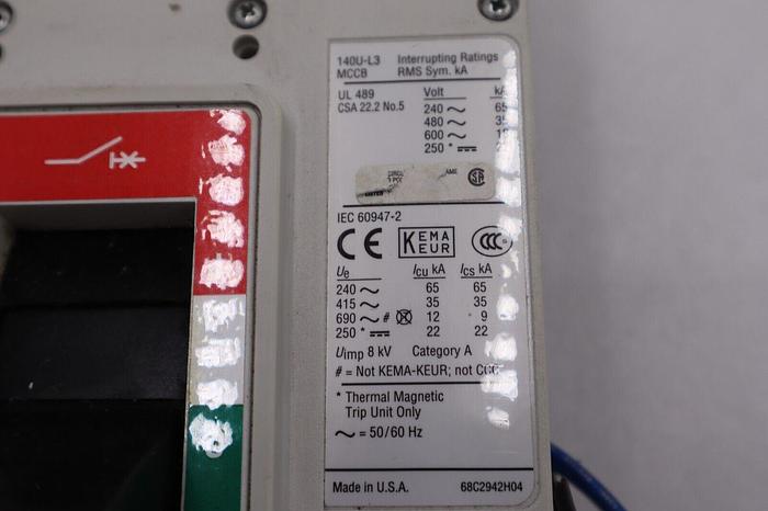 Used ALLEN BRADLEY 140U-L3X3 A CIRCUIT BREAKER 140U-L3 STOCK 2079