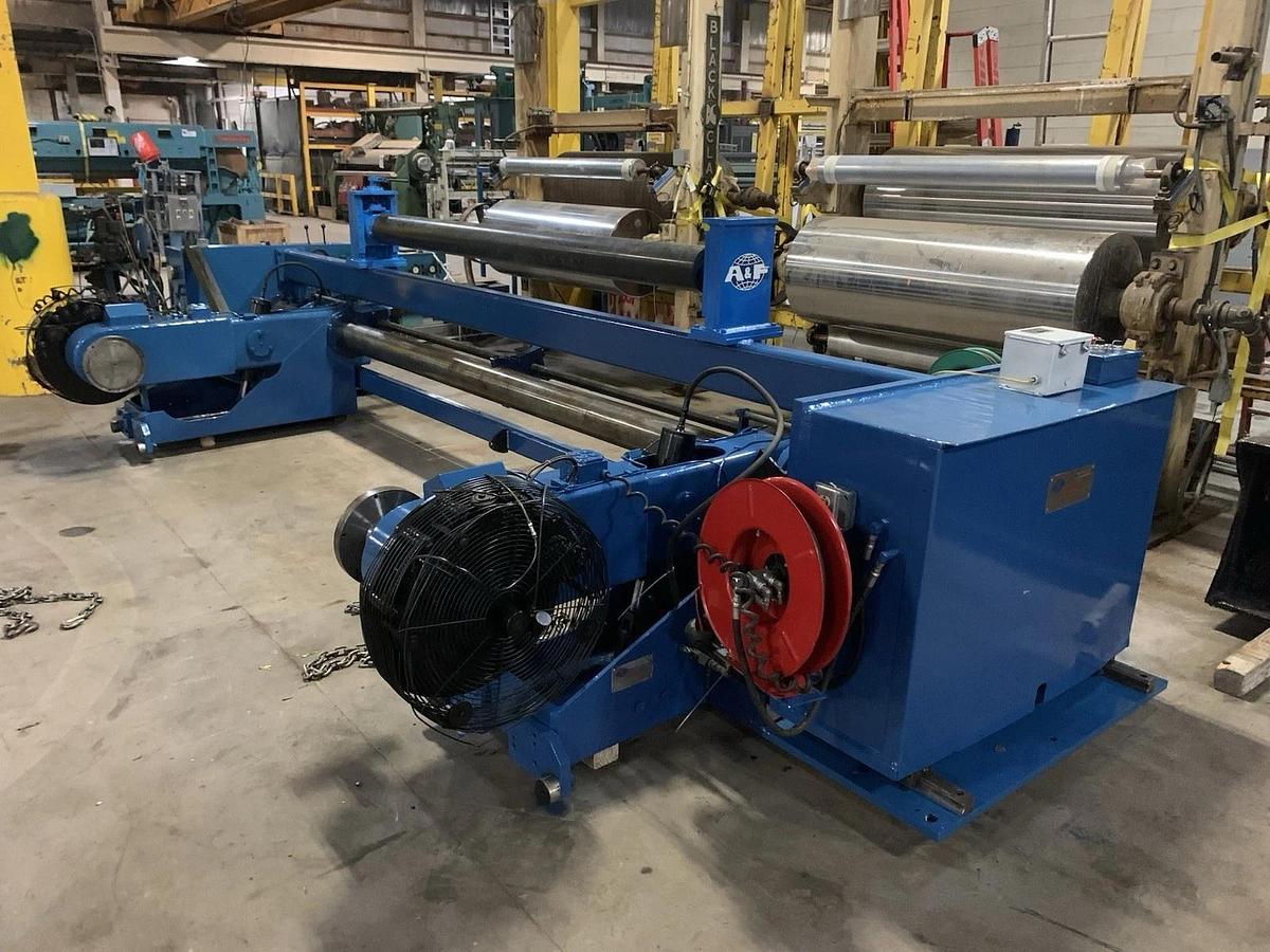 Used A & F MDL. RS-60 105" WIDE X 72" DIAMETER SHAFTLESS FLOOR PICKUP UNWIND STAND