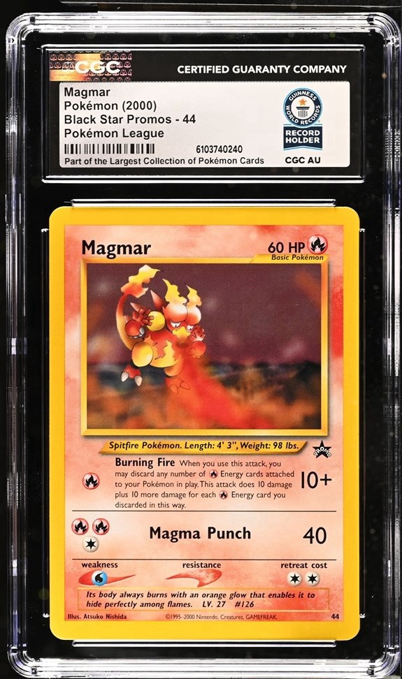 Used 2002 Pokemon Promo Magmar Black Star Promo - #44 CGC WORLD RECORD 1/1 GUINNESS