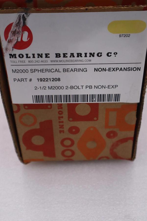 Used 2-1/2" M2000 Heavy Duty Pillow Block Bearing 19221208 MOLINE BEARING CO NEW #H69