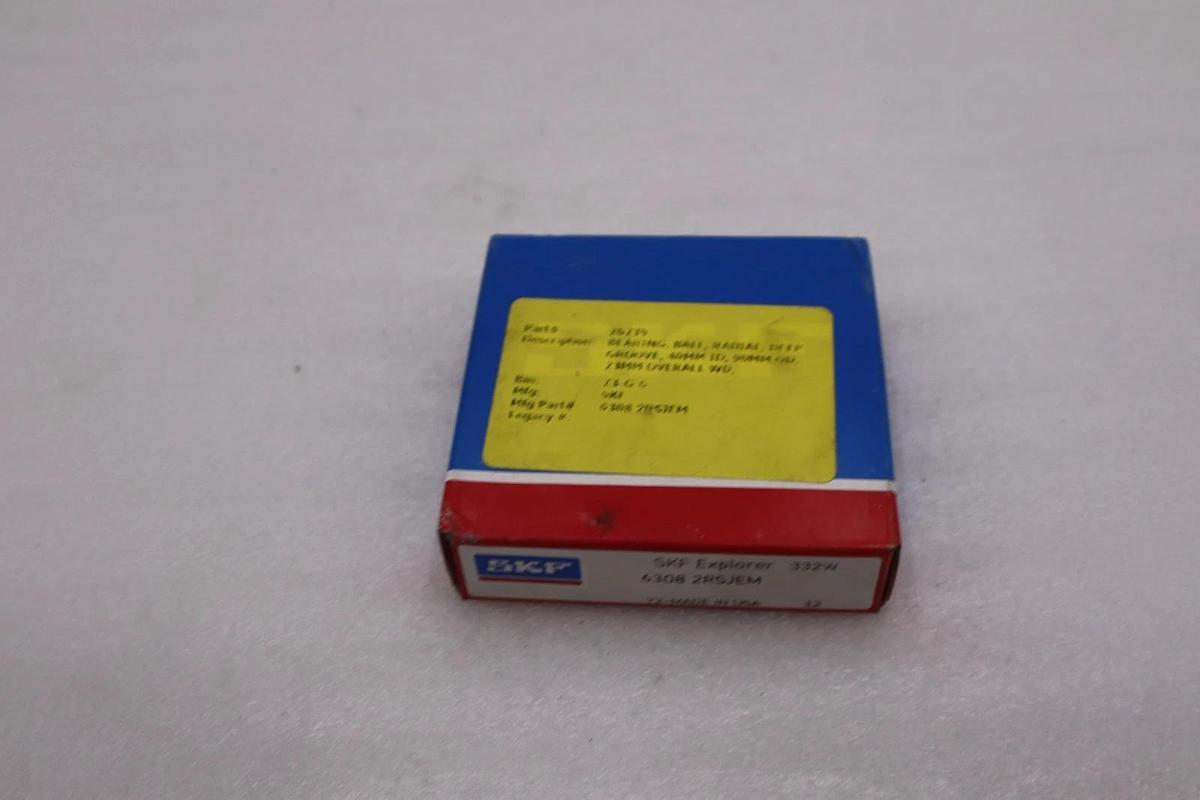 Used LOT OF 2 -- NEW SKF 6308 2RSJEM Deep Groove Radial Bearing STK L217CC