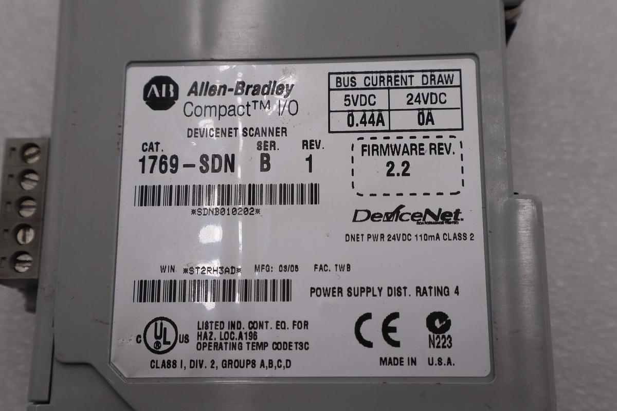 Used Allen Bradley Compact I/O Scanner-CAT 1769-SDN ser B STOCK L-692