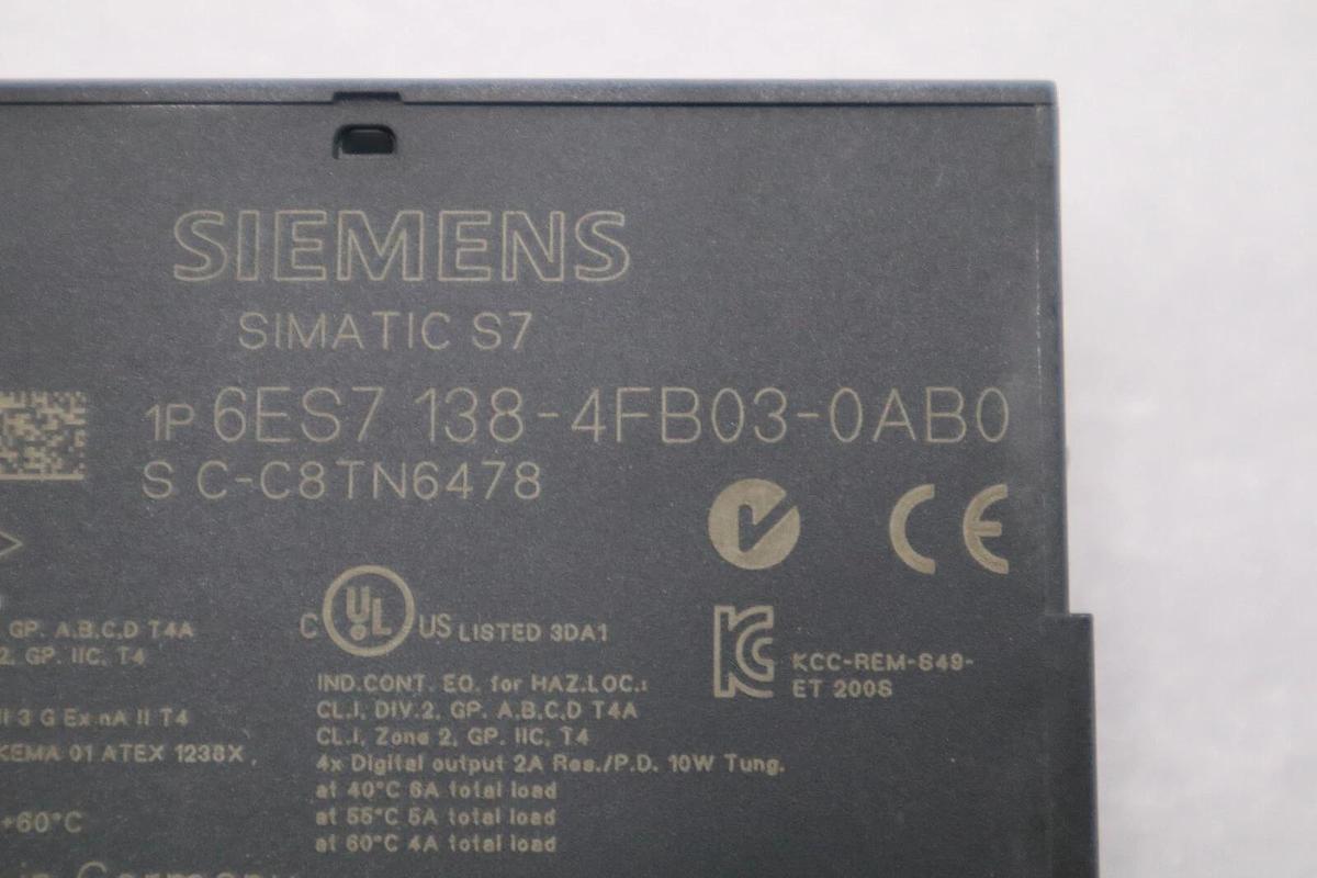 New Siemens 6ES7 138-4FB03-0AB0 ELECTRONICS MODULE ET200S STOCK L-525C